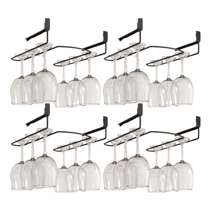 Metal Hanging Modern Wine Rack 0.92"W Stemware Holder in Black/Silver