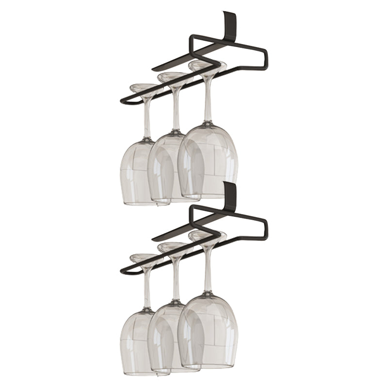 Metal Hanging Modern Wine Rack 0.92"W Stemware Holder in Black/Silver