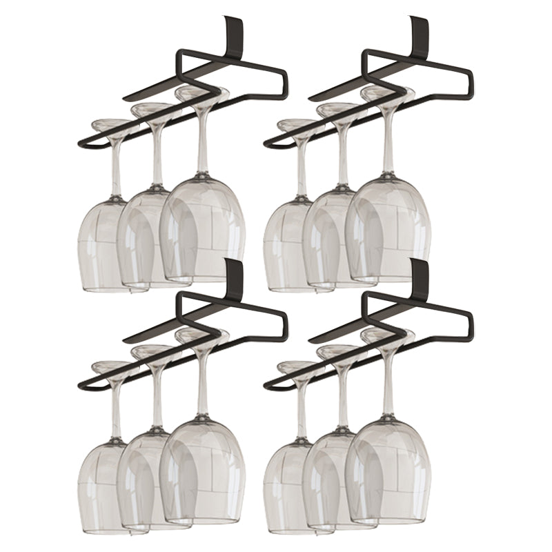 Metal Hanging Modern Wine Rack 0.92"W Stemware Holder in Black/Silver