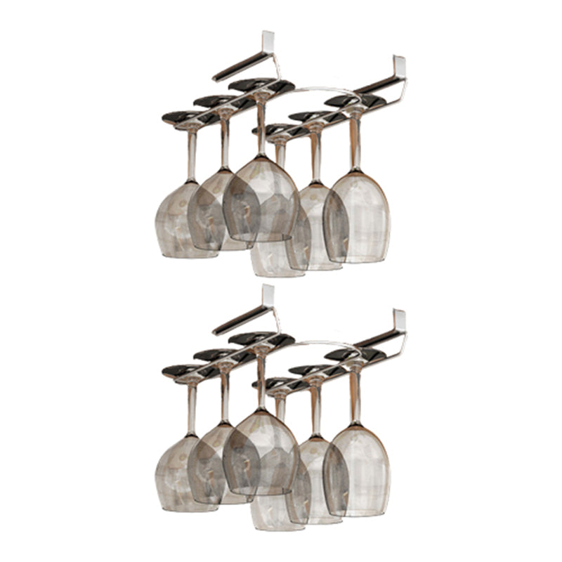 Metal Hanging Modern Wine Rack 0.92"W Stemware Holder in Black/Silver