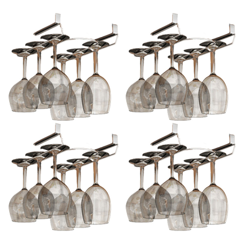 Metal Hanging Modern Wine Rack 0.92"W Stemware Holder in Black/Silver