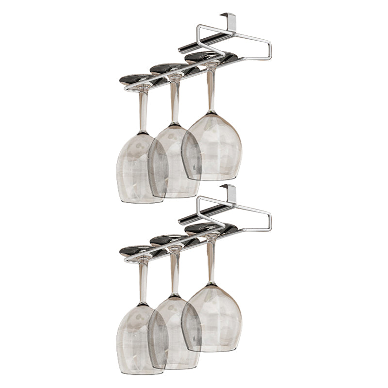 Metal Hanging Modern Wine Rack 0.92"W Stemware Holder in Black/Silver