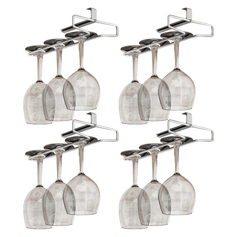 Metal Hanging Modern Wine Rack 0.92"W Stemware Holder in Black/Silver