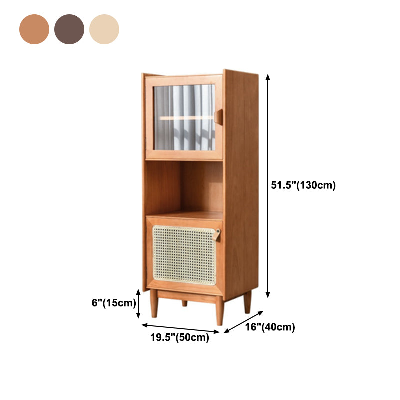 Modern Pine Wood 51.5"H Sideboard Glass Doors Cabinets Dining Server for Living Room