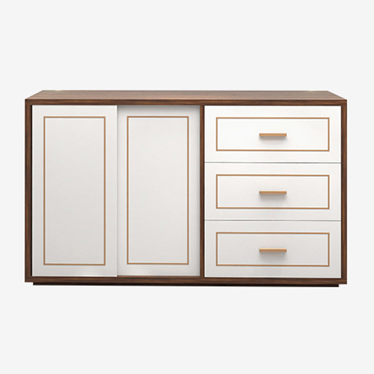 3-Drawer Engineered Wood Sideboard Modern White Cabinets Credenza for Living Room