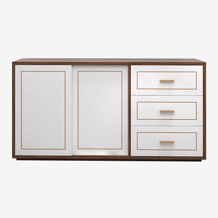 3-Drawer Engineered Wood Sideboard Modern White Cabinets Credenza for Living Room