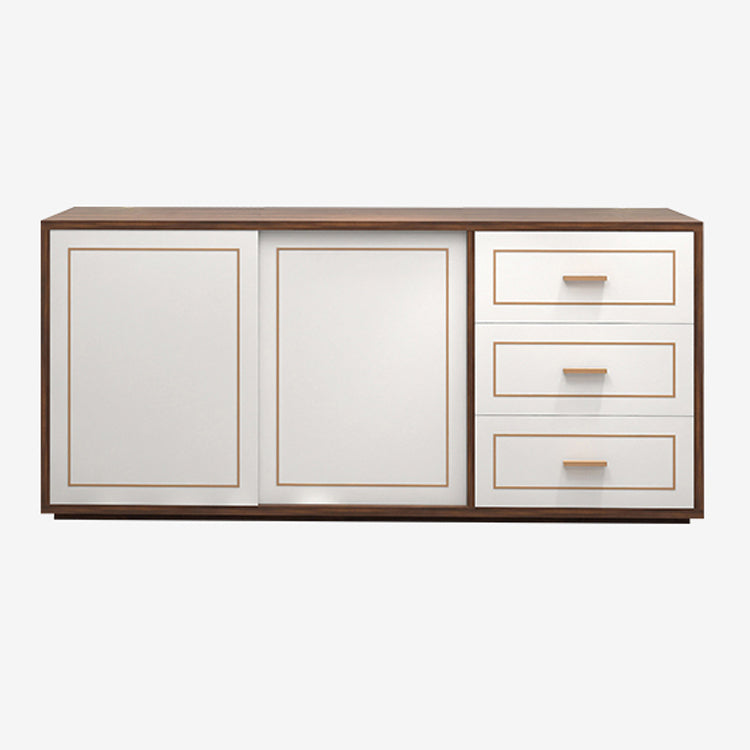 3-Drawer Engineered Wood Sideboard Modern White Cabinets Credenza for Living Room