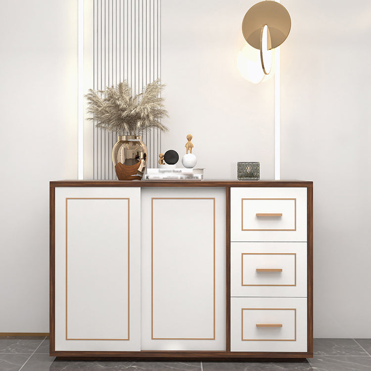 3-Drawer Engineered Wood Sideboard Modern White Cabinets Credenza for Living Room