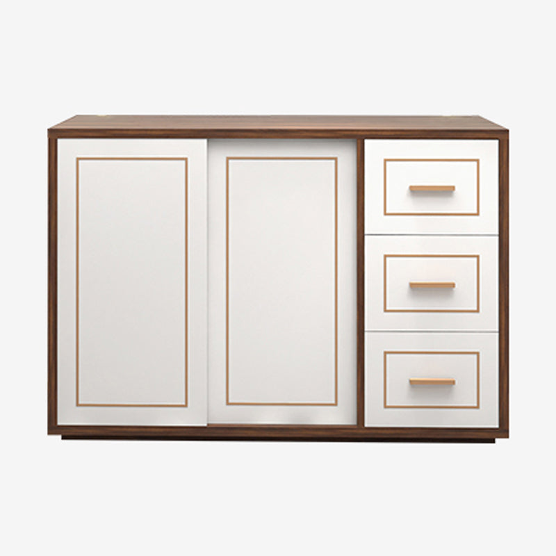 3-Drawer Engineered Wood Sideboard Modern White Cabinets Credenza for Living Room