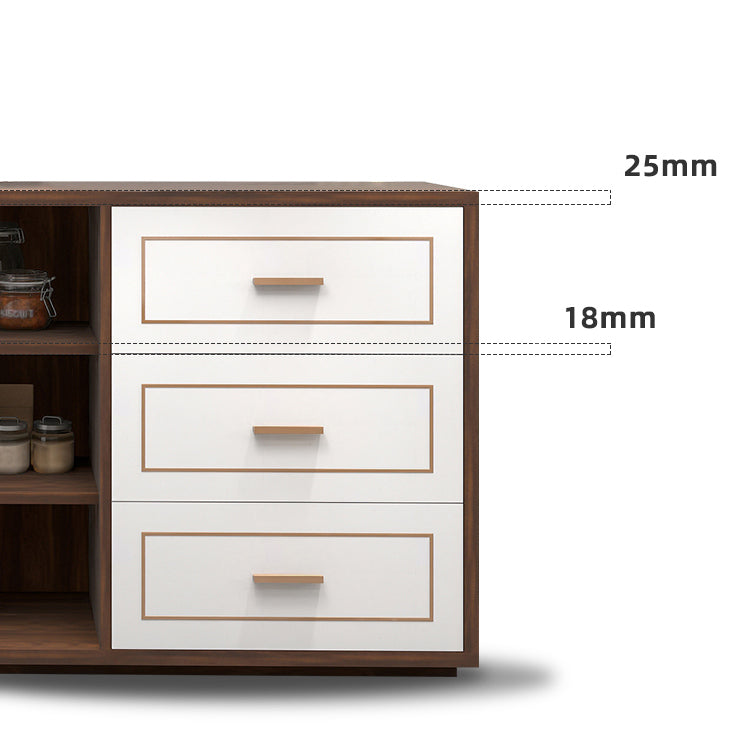 3-Drawer Engineered Wood Sideboard Modern White Cabinets Credenza for Living Room