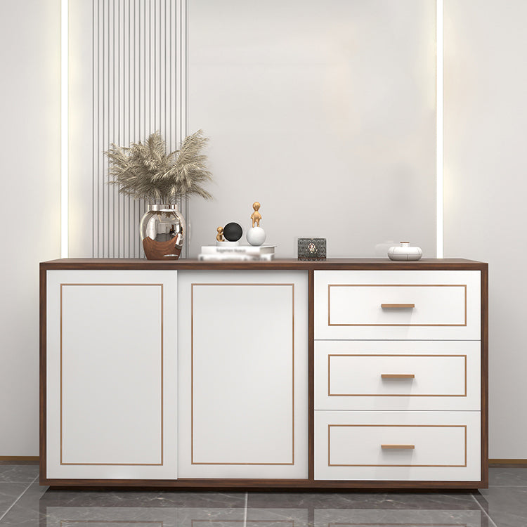 3-Drawer Engineered Wood Sideboard Modern White Cabinets Credenza for Living Room