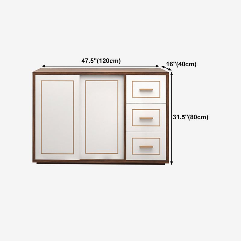 3-Drawer Engineered Wood Sideboard Modern White Cabinets Credenza for Living Room