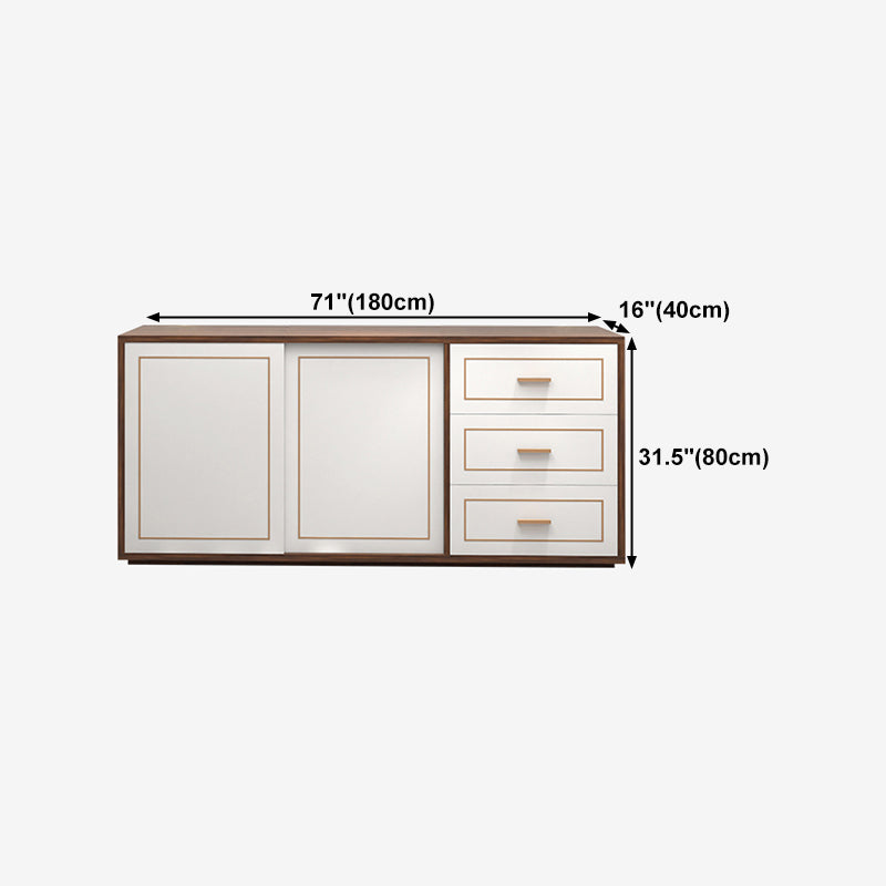 3-Drawer Engineered Wood Sideboard Modern White Cabinets Credenza for Living Room