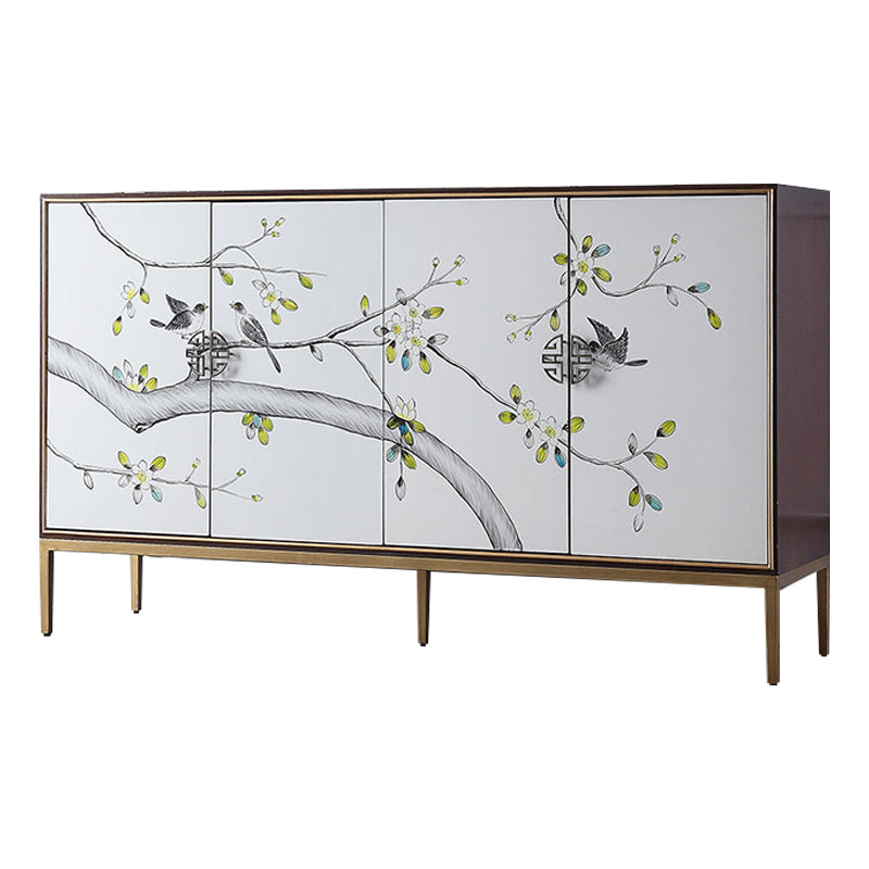 Birch Wood Dining Room Sideboard Cabinet Glam Server Cabinet with Storage