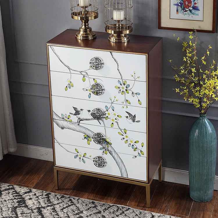 Birch Wood Dining Room Sideboard Cabinet Glam Server Cabinet with Storage