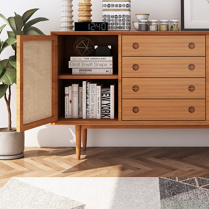 Modern Simple Sideboard Wood 4 Drawer and 2 Doors Kitchen Cupboard Cabinet