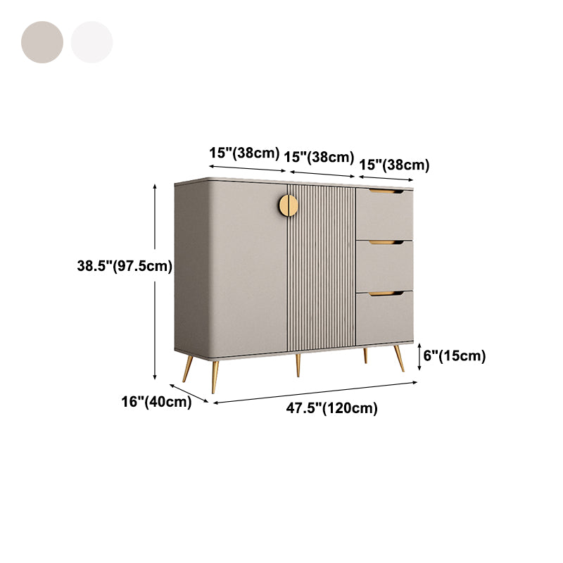 Wood Living Room Sideboard Cabinet Glam Credenza with Storage and Drawers