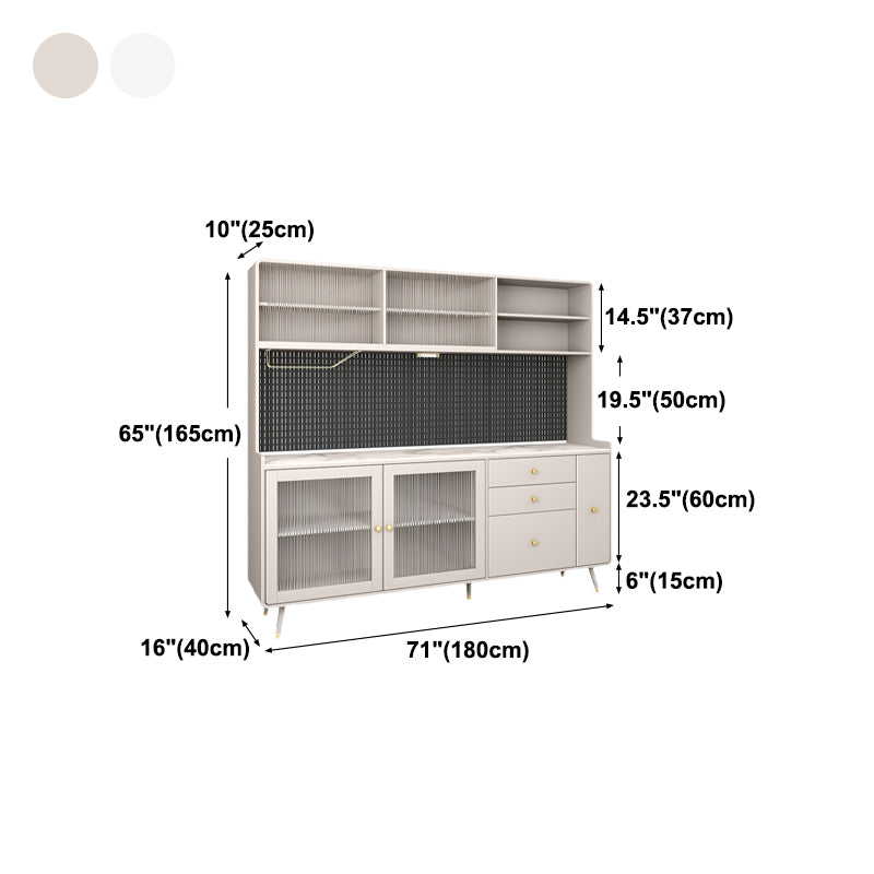 Artificial Wood Living Room Sideboard Cabinet Glam Credenza with Drawers and Storage