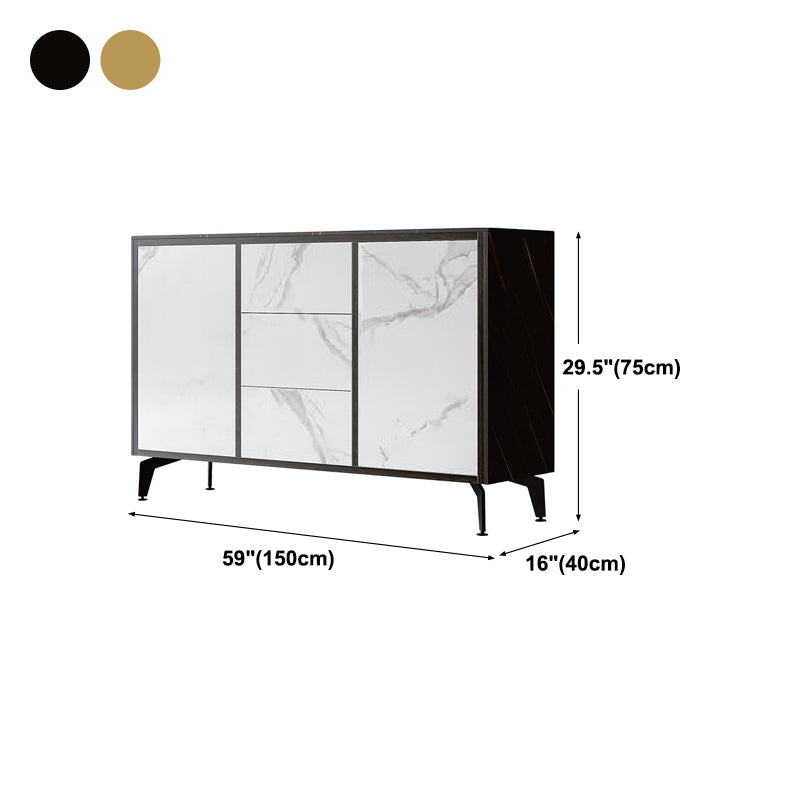 Artificial Wood Dining Room Sideboard Cabinet Glam Credenza with Drawers and Storage