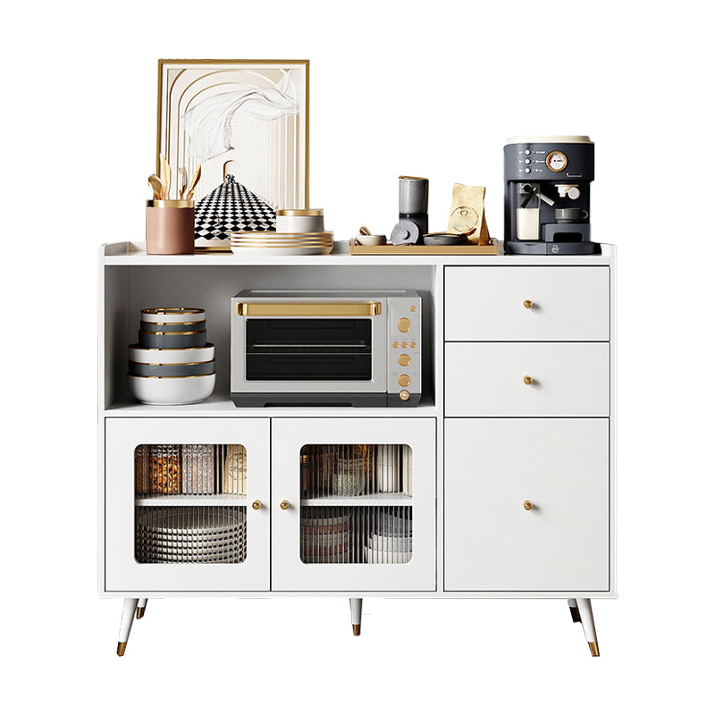 Wood Kitchen Sideboard Cabinet Glam Credenza with Drawers and Storage