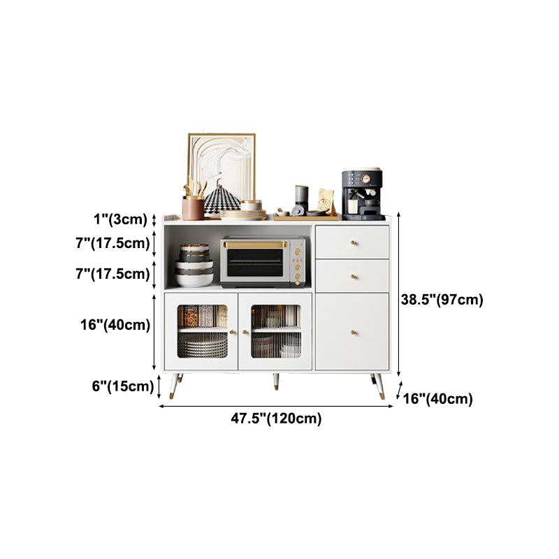 Wood Kitchen Sideboard Cabinet Glam Credenza with Drawers and Storage