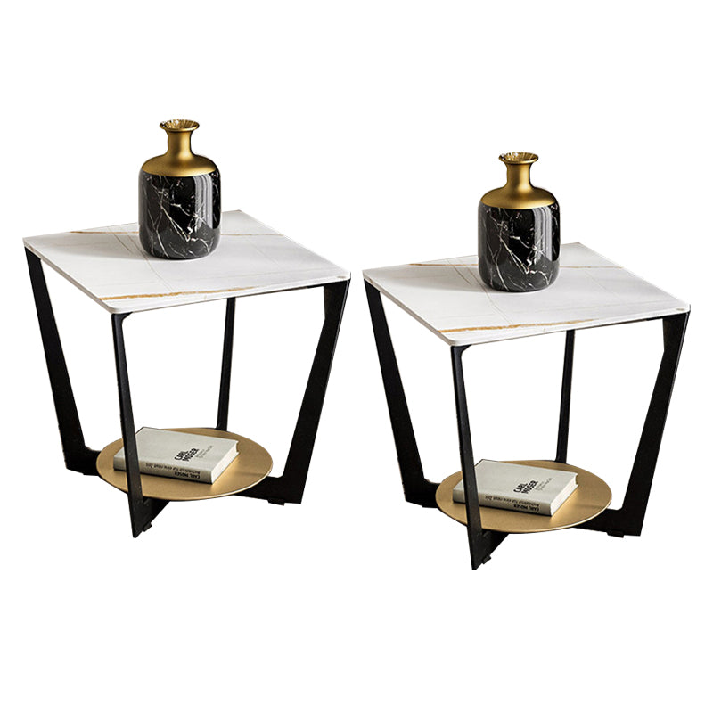 Industrial Accent Table Nightstand Lower Shelf Night Table for Bedroom