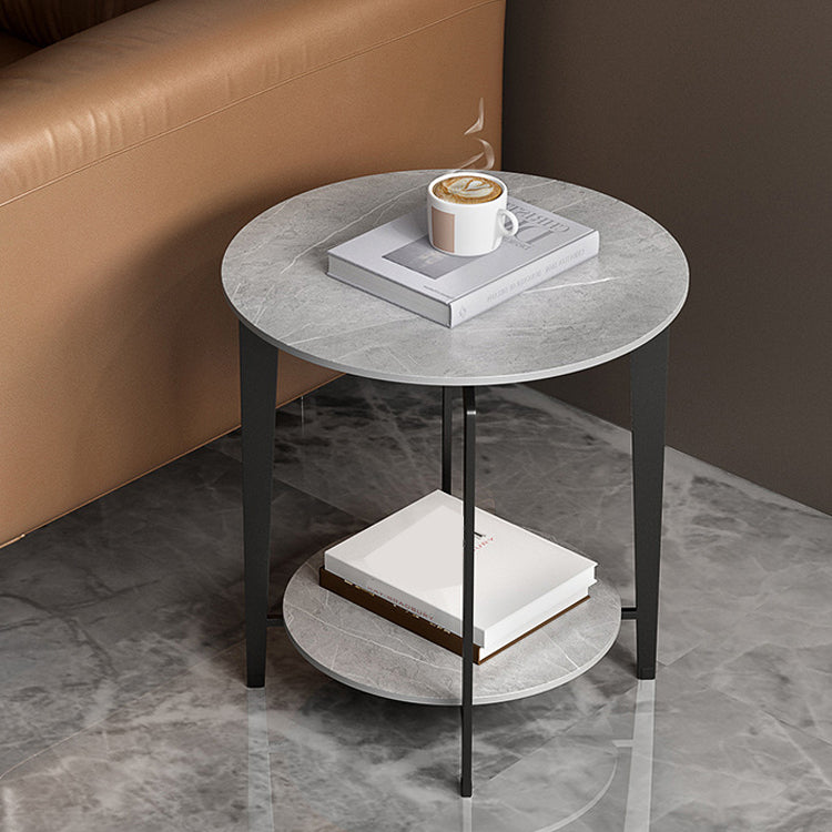 21.65" Tall Stone Accent Table Nightstand 2-shelf Night Table