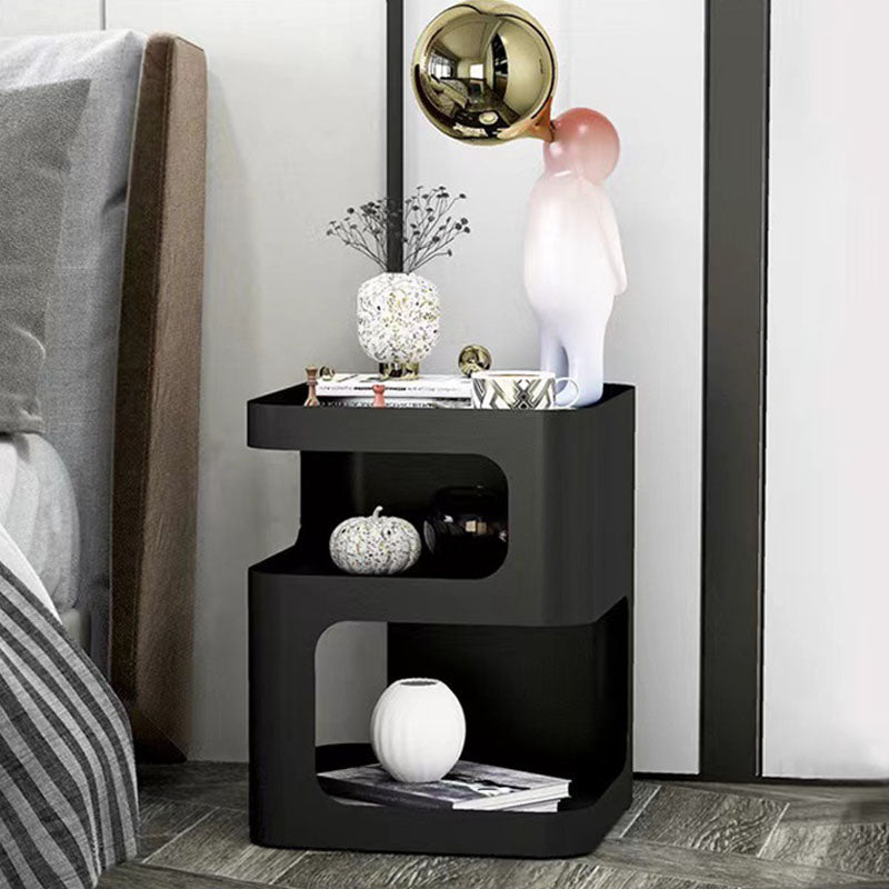 Contemporary Metal Bed Nightstand Open Storage Bedside Cabinet