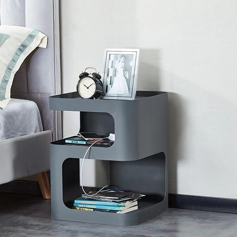 Contemporary Metal Bed Nightstand Open Storage Bedside Cabinet