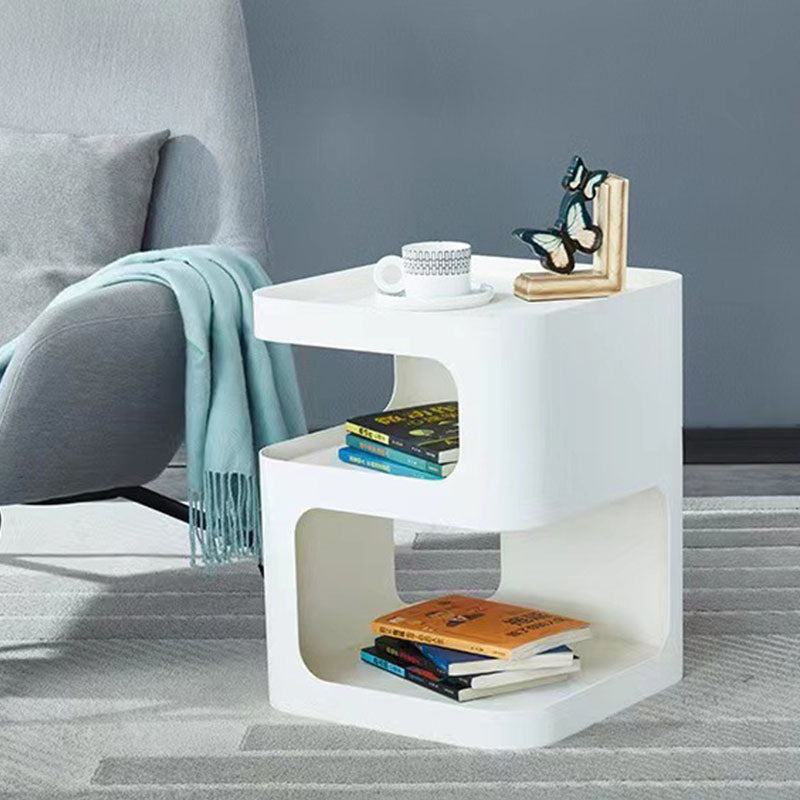 Contemporary Metal Bed Nightstand Open Storage Bedside Cabinet