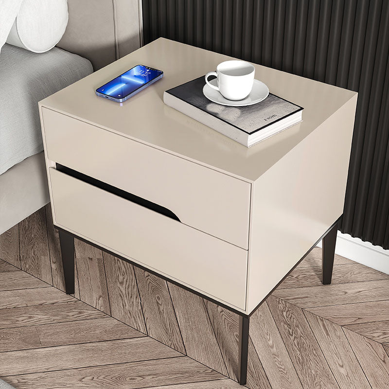 Solid Wood Nightstand Contemporary Bedside Cabinet with 2 Drawer