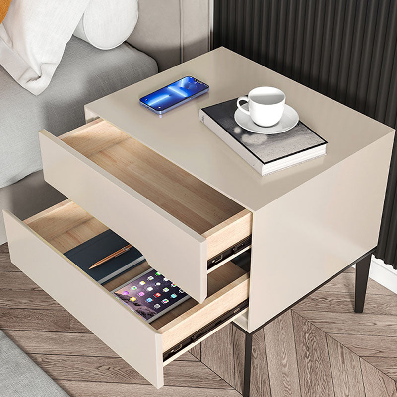 Solid Wood Nightstand Contemporary Bedside Cabinet with 2 Drawer