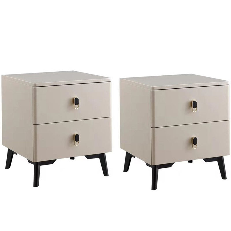 Solid Wood Nightstand Contemporary Bedside Cabinet with 2 Drawer