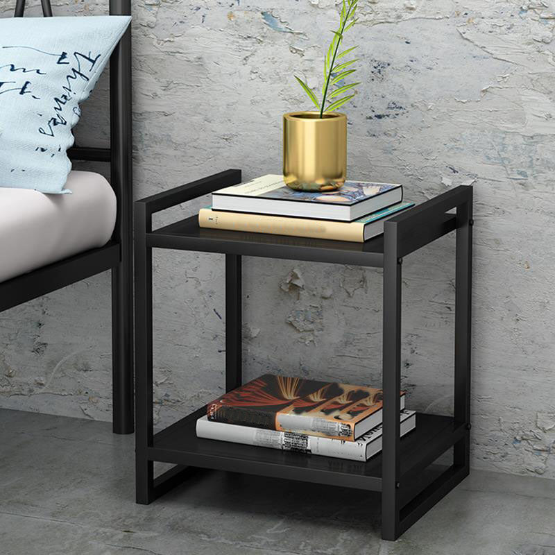 Open Storage Accent Table Nightstand Modern Metal Nightstand