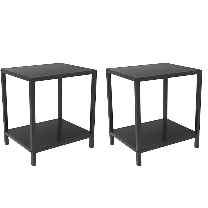 Open Storage Accent Table Nightstand Modern Metal Nightstand