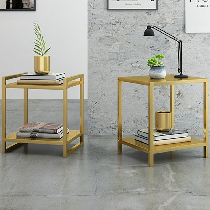 Open Storage Accent Table Nightstand Modern Metal Nightstand