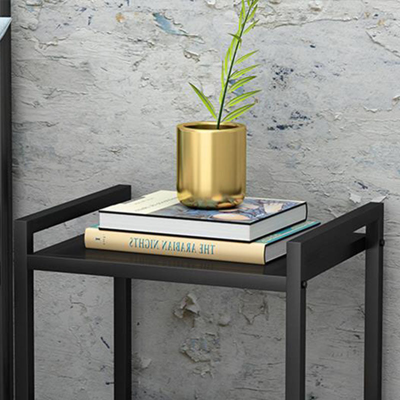 Open Storage Accent Table Nightstand Modern Metal Nightstand