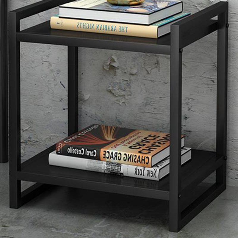 Open Storage Accent Table Nightstand Modern Metal Nightstand