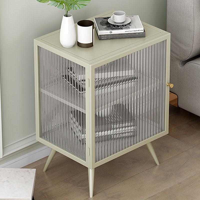 Metal and Glass Nightstand Contemporary Shelves Night Table with Legs