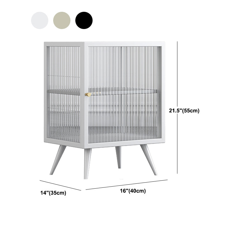 Metal and Glass Nightstand Contemporary Shelves Night Table with Legs