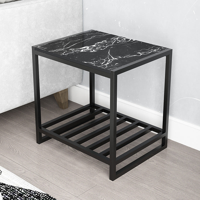 Glam Faux Marble Bedside Cabinet 19.68" Tall Accent Table Nightstand