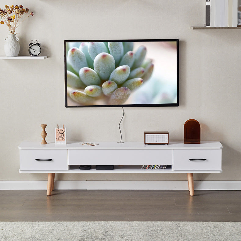 Nordic Wood Simple TV Stand 9.45" D 2 Drawers TV Stand Console