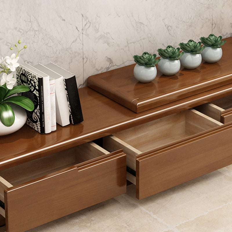 Rubberwood TV Stand Console Traditional TV Console with Drawers