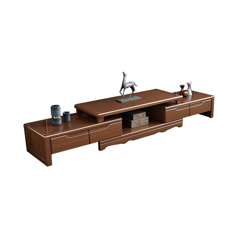 Rubberwood TV Stand Console Traditional TV Console with Drawers