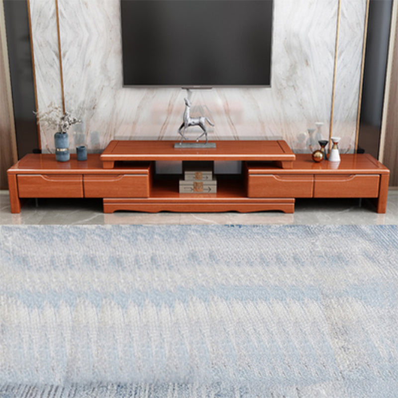 Rubberwood TV Stand Console Traditional TV Console with Drawers