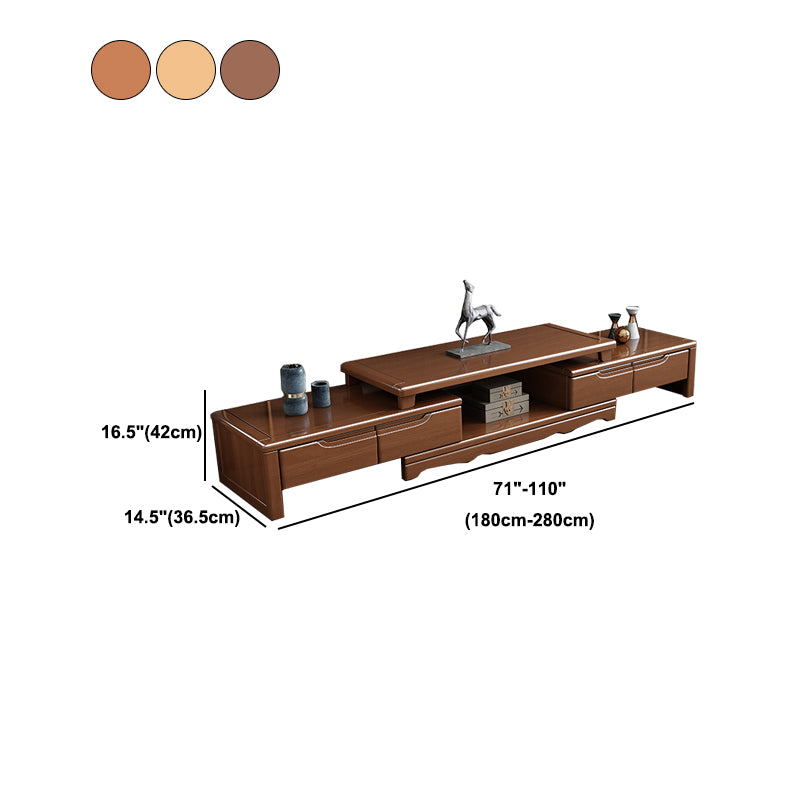 Rubberwood TV Stand Console Traditional TV Console with Drawers