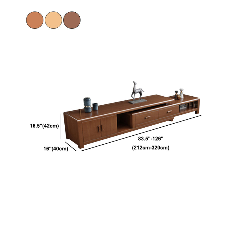 Rubberwood TV Stand Console Traditional TV Console with Drawers