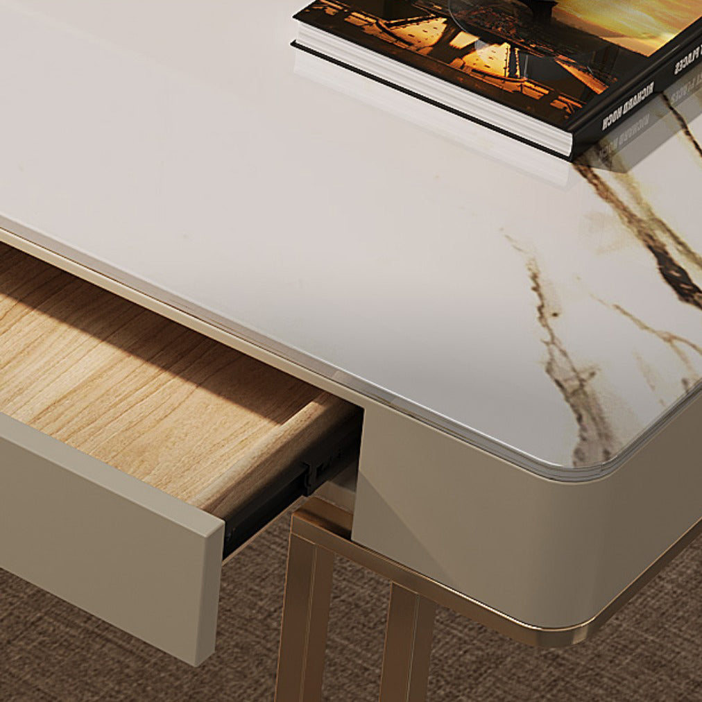 Glam Style 3-drawer Office Desk Sintered Stone Rectangular Desk