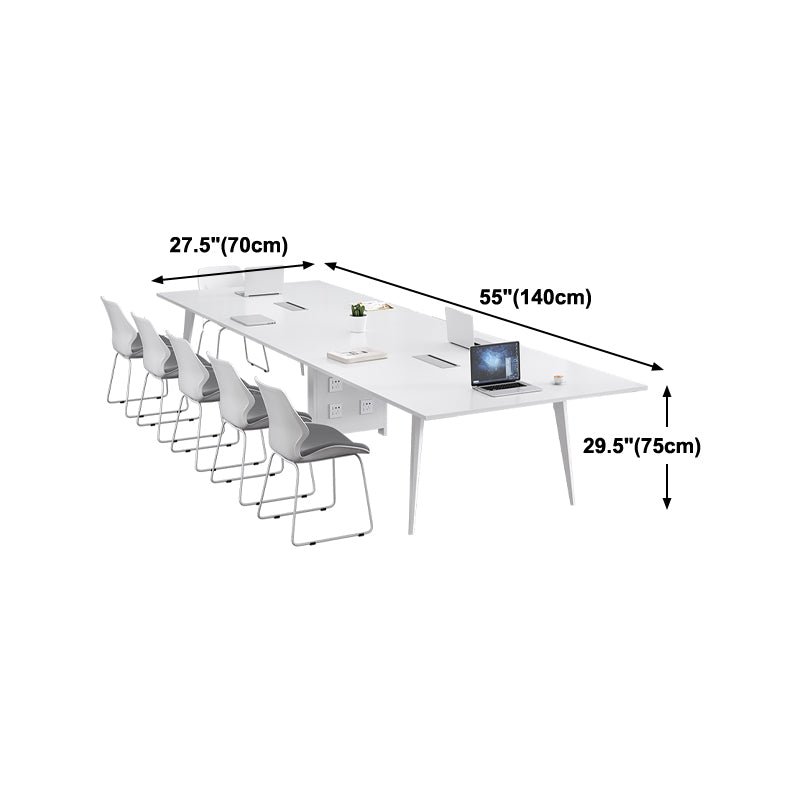Wooden Meeting Table Home Office Modern Rectangular Writing Desk