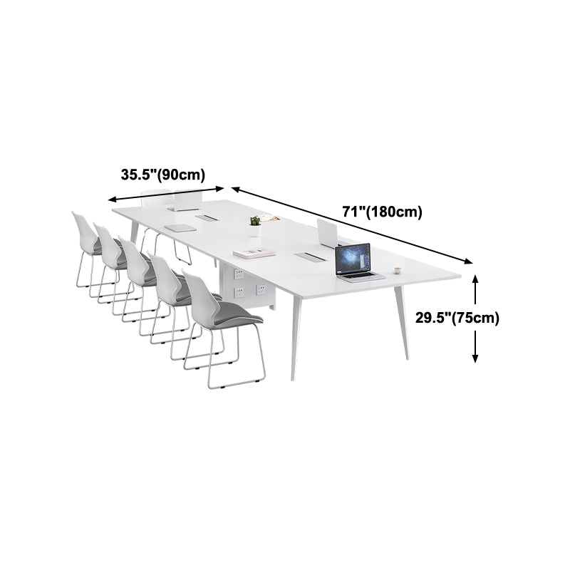 Wooden Meeting Table Home Office Modern Rectangular Writing Desk